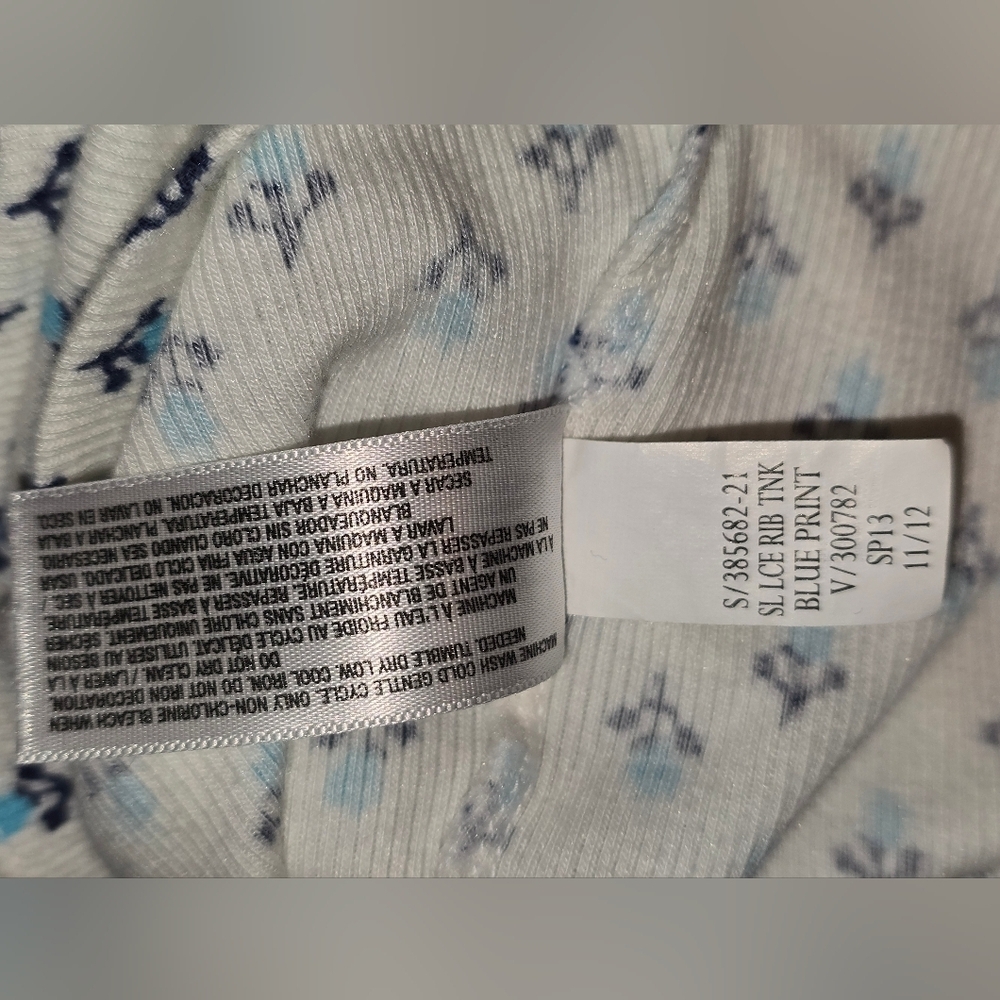 Old Navy Lace-Trim Ribbed Tank Top – Blue Floral Print – Size S/P - Picture 5 of 6